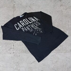 Mens vintage Carolina Panthers black graphic grunge NFL thermal long sleeve